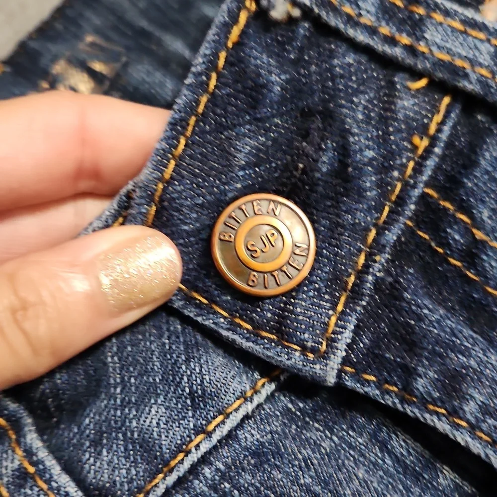 Vintage Y2K Bitten Mid Rise Bootcut Kick Flare Leg Blue Denim Jeans - Picture 6 of 12